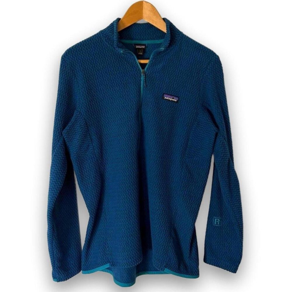 Patagonia R1 Air Zip Neck Technical Fleece Pullover Crater Blue Zigzag Knit L